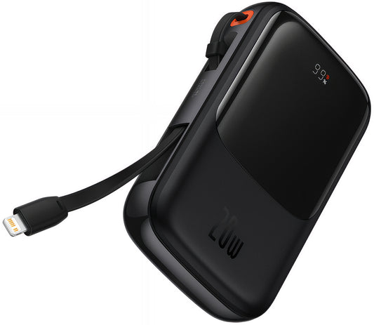 Baterie Externa Baseus Qpow Pro, 20000mAh, 20W, QC + PD, 1 x Lightning - 1 x USB-A - 1 x USB-C, Neagra PPQD060201