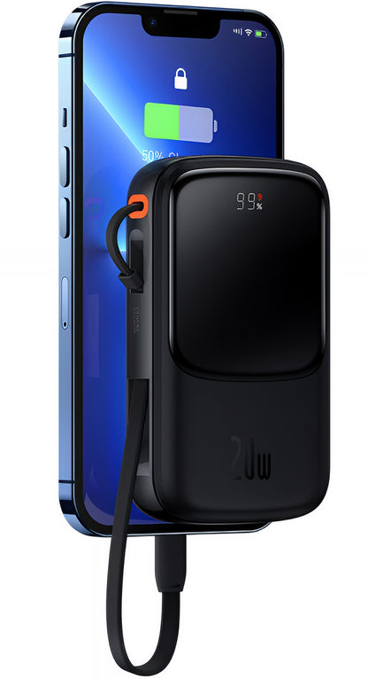 Baterie Externa Baseus Qpow Pro, 20000mAh, 20W, QC + PD, 1 x Lightning - 1 x USB-A - 1 x USB-C, Neagra PPQD060201