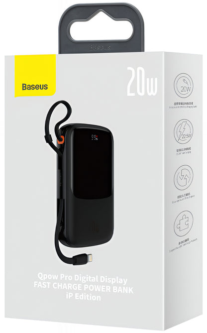 Baterie Externa Baseus Qpow Pro, 20000mAh, 20W, QC + PD, 1 x Lightning - 1 x USB-A - 1 x USB-C, Neagra PPQD060201