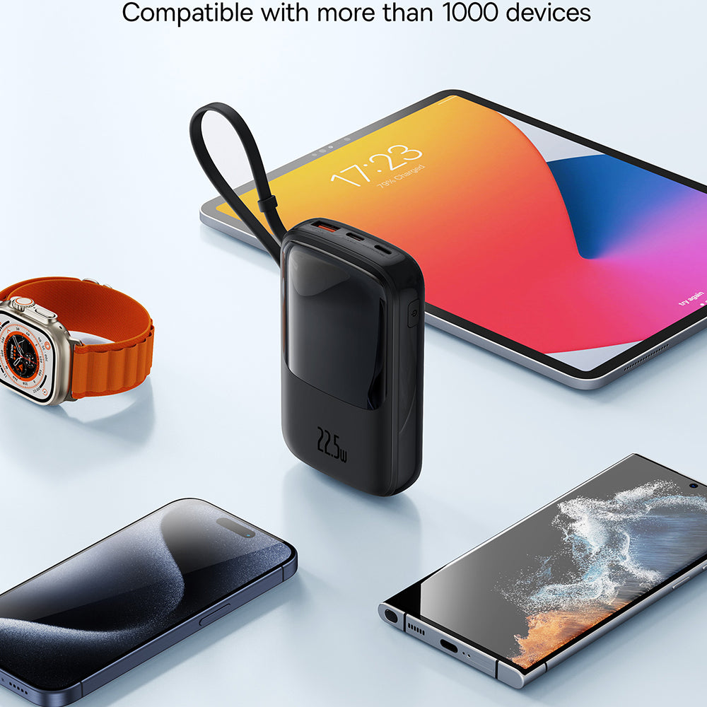 Baterie Externa Baseus Qpow Pro+, 10000mAh, 22.5W, QC + PD, 1 x USB-A - 2 x USB-C, Neagra P10067101113-00