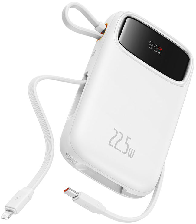 Baterie Externa Baseus Qpow2, 10000mAh, 22.5W, QC + PD, 1 x Lightning - 1 x USB-A - 2 x USB-C, Alba P10055003223-00