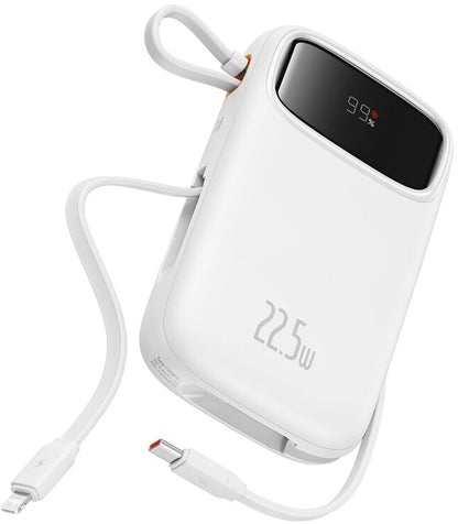 Baterie Externa Baseus Qpow2, 10000mAh, 22.5W, QC + PD, 1 x Lightning - 1 x USB-A - 2 x USB-C, Alba P10055003223-00