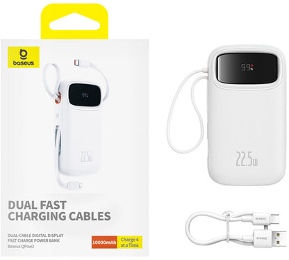 Baterie Externa Baseus Qpow2, 10000mAh, 22.5W, QC + PD, 1 x Lightning - 1 x USB-A - 2 x USB-C, Alba P10055003223-00