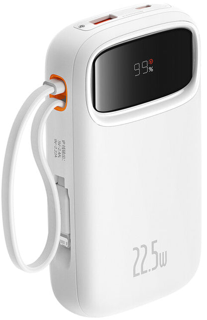 Baterie Externa Baseus Qpow2, 10000mAh, 22.5W, QC + PD, 1 x Lightning - 1 x USB-A - 2 x USB-C, Alba P10055003223-00