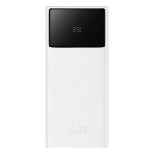 Baterie Externa Baseus Star Lord, 30000mAh, 22.5W, QC + PD, 1 x USB-C - 2 x USB-A, Alba PPXJ080102