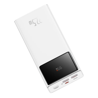 Baterie Externa Baseus Star Lord, 30000mAh, 22.5W, QC + PD, 1 x USB-C - 2 x USB-A, Alba PPXJ080102