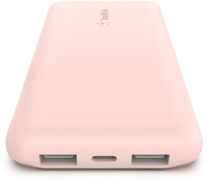 Baterie Externa Belkin BoostCharge, 10000mAh, 15W, 1 x USB-C - 2 x USB-A, Roz BPB011btRG