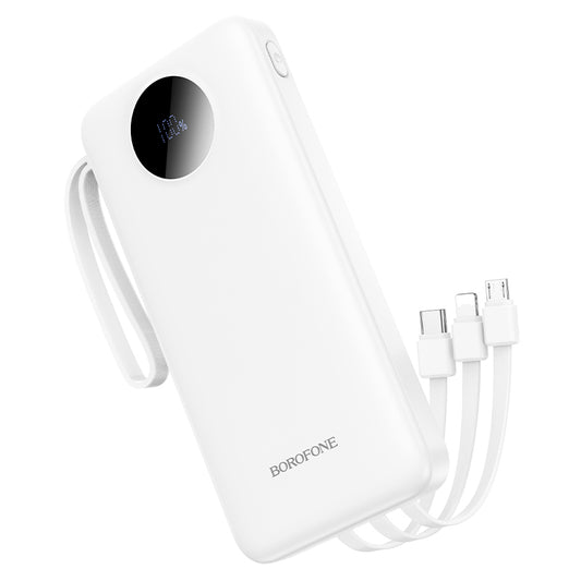 Baterie Externa Borofone BJ53 Power, 10000mAh, 10W, 1 x Lightning - 1 x microUSB - 1 x USB-A - 1 x USB-C, Alba