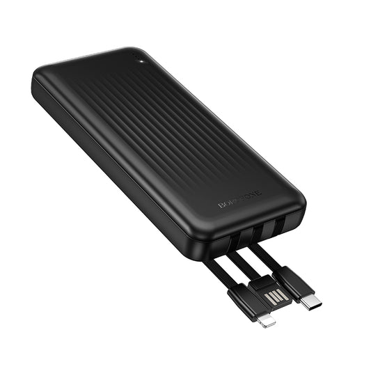 Baterie Externa Borofone BJ79 Clever, 10000mAh, 10W, 1 x Lightning - 1 x USB-A - 1 x USB-C, Neagra