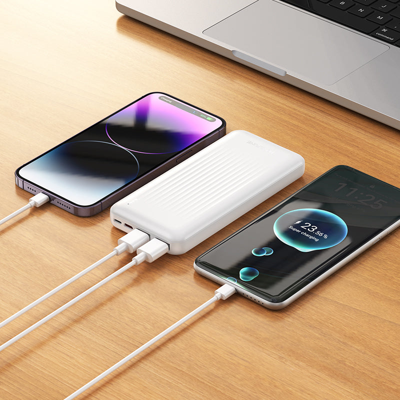 Baterie Externa Borofone BJ80A Clever, 10000mAh, 22.5W, QC + PD, 1 x USB-C - 2 x USB-A, Alba