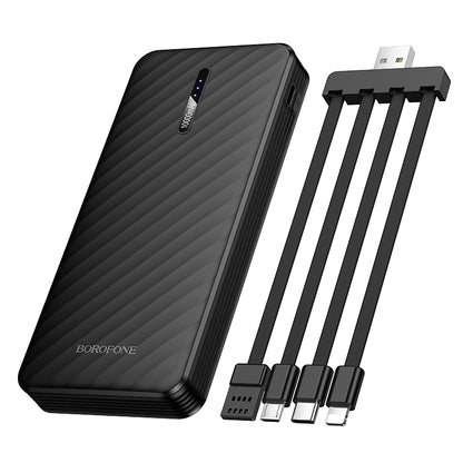 Baterie Externa Borofone BJ84 Smooth, 10000mAh, 10W, 1 x Lightning - 1 x microUSB - 1 x USB-A - 1 x USB-C, Neagra