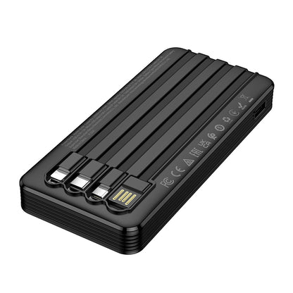 Baterie Externa Borofone BJ84 Smooth, 10000mAh, 10W, 1 x Lightning - 1 x microUSB - 1 x USB-A - 1 x USB-C, Neagra