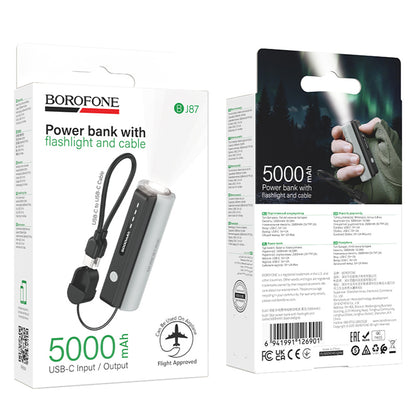 Baterie Externa Borofone BJ87 Star, 5000mAh, 10W, 1 x USB-C, Gri