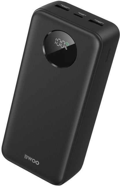 Baterie Externa BWOO BO-P64, 30000mAh, 22.5W, QC + PD, 1 x USB-C - 2 x USB-A, Neagra