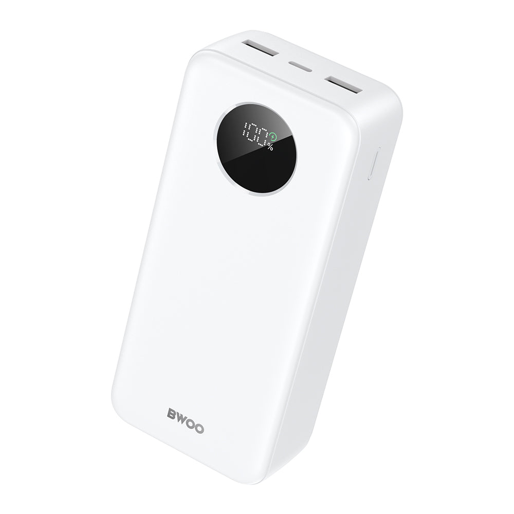 Baterie Externa BWOO BO-P64, 30000mAh, 22.5W, QC + PD, 1 x USB-C - 2 x USB-A, Alba