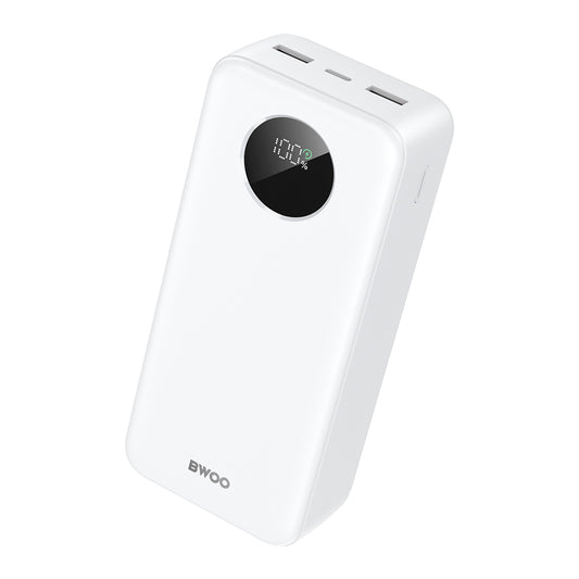 Baterie Externa BWOO BO-P64, 30000mAh, 22.5W, QC + PD, 1 x USB-C - 2 x USB-A, Alba