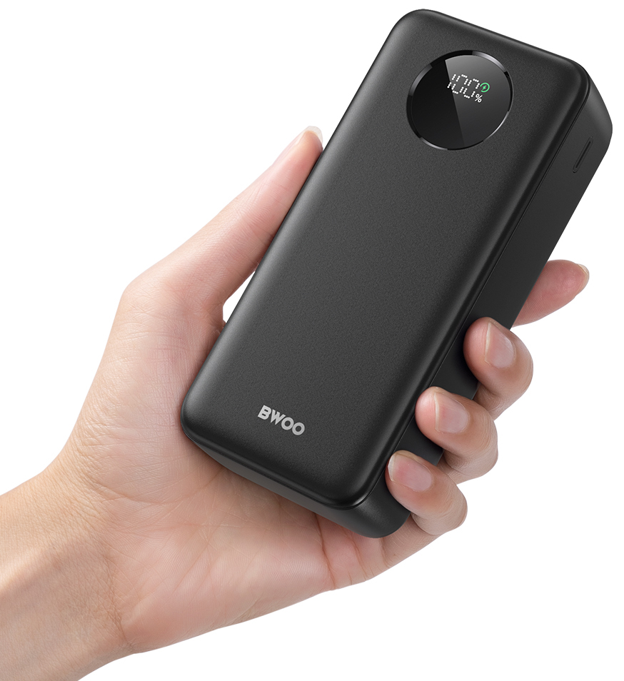 Baterie Externa BWOO BO-P64, 30000mAh, 22.5W, QC + PD, 1 x USB-C - 2 x USB-A, Neagra