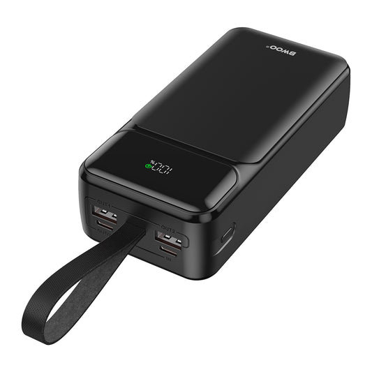 Baterie Externa BWOO BO-P66, 30000mAh, 65W, QC + PD, 1 x USB-C - 2 x USB-A, Neagra