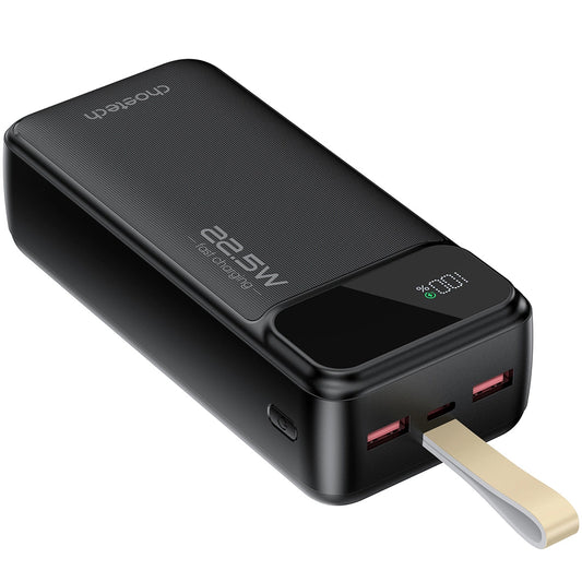 Baterie Externa Choetech B730, 30000mAh, 22.5W, QC + PD, 1 x USB-C - 2 x USB-A, Neagra