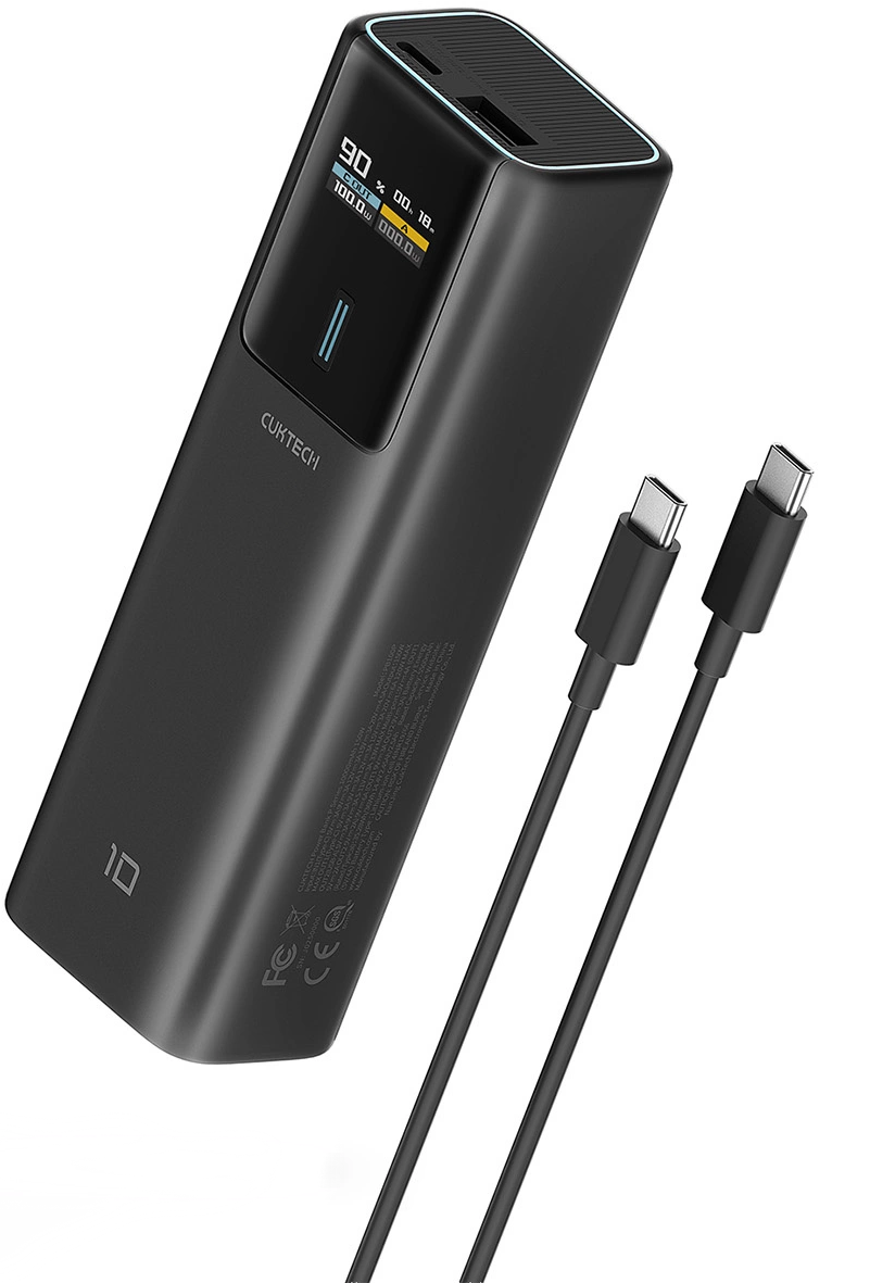 Baterie Externa Cuktech, 10000mAh, 150W, QC + PD, 1 x USB-A - 1 x USB-C, Neagra CKPB100PGLBL