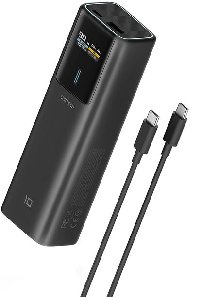Baterie Externa Cuktech, 10000mAh, 150W, QC + PD, 1 x USB-A - 1 x USB-C, Neagra CKPB100PGLBL