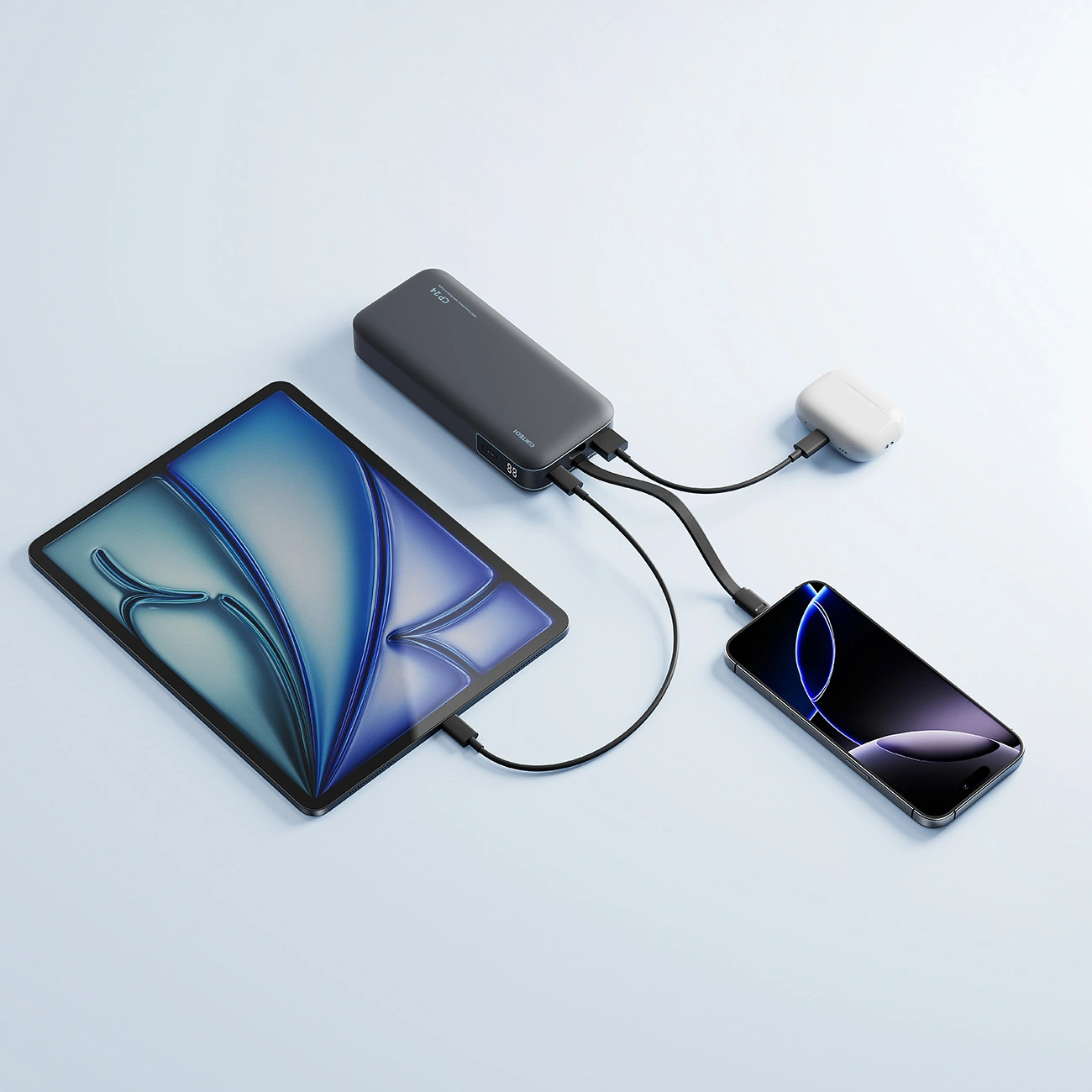 Baterie Externa Cuktech LPB200N, 20000mAh, 40W, QC + PD, 1 x USB-A - 2 x USB-C, Neagra