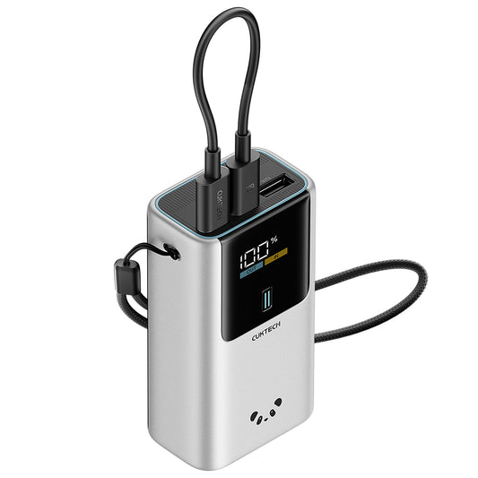 Baterie Externa Cuktech PB1055, 10000mAh, 55W, QC + PD, 1 x USB-A - 2 x USB-C, Gri CKPB1055GBTG