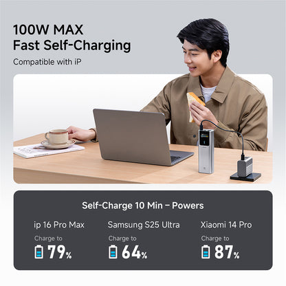 Baterie Externa Cuktech PB150P, 15000mAh, 120W, QC + PD, 1 x USB-A - 2 x USB-C, Gri CKPB150POSGR