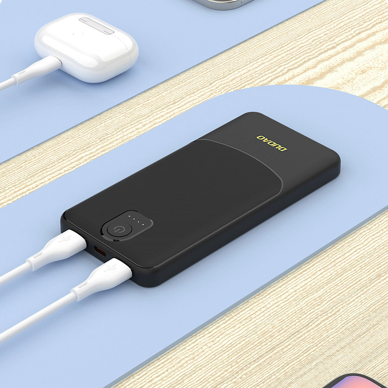 Baterie Externa Dudao K10, 10000mAh, 12W, 2 x USB-A, Neagra