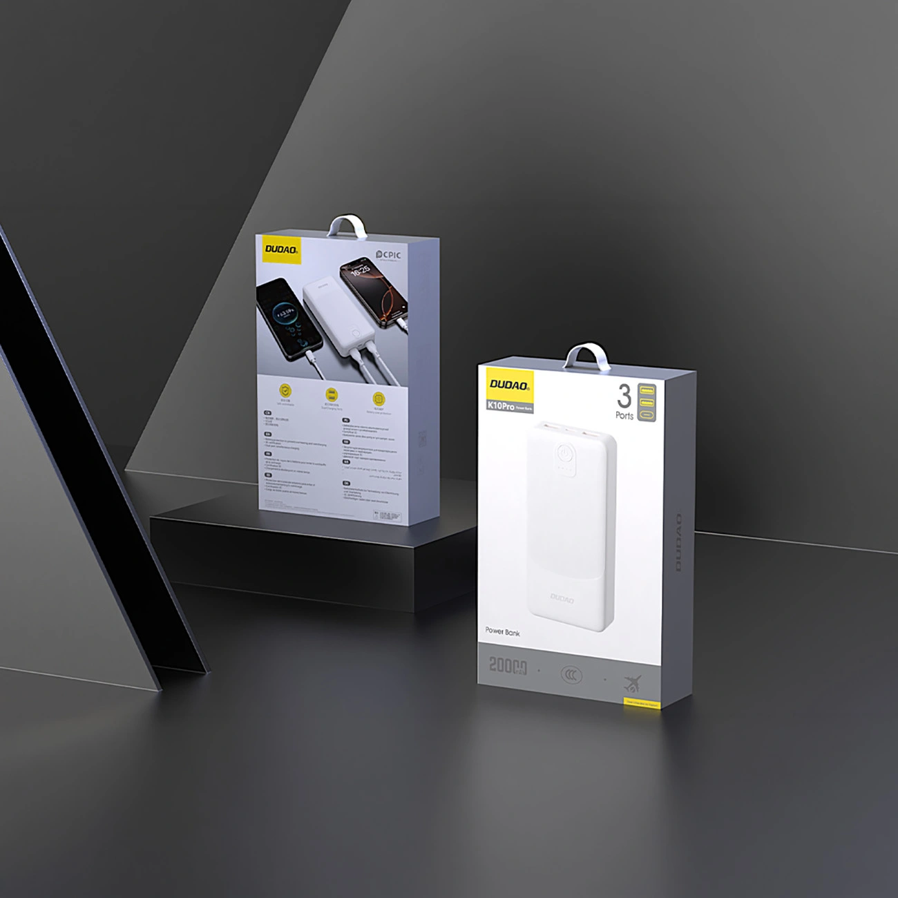Baterie Externa Dudao K10Pro, 20000mAh, 12W, 2 x USB-A, Alba