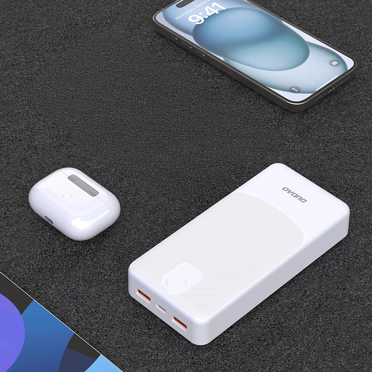 Baterie Externa Dudao K10Pro, 20000mAh, 12W, 2 x USB-A, Alba