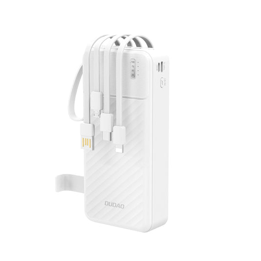 Baterie Externa Dudao K11 Pro, 20000mAh, 10W, 1 x Lightning - 1 x microUSB - 1 x USB-A - 1 x USB-C, Alba