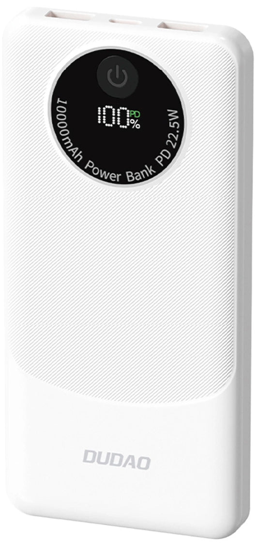 Baterie Externa Dudao K12, 10000mAh, 22.5W, QC + PD, 1 x USB-C - 2 x USB-A, Alba
