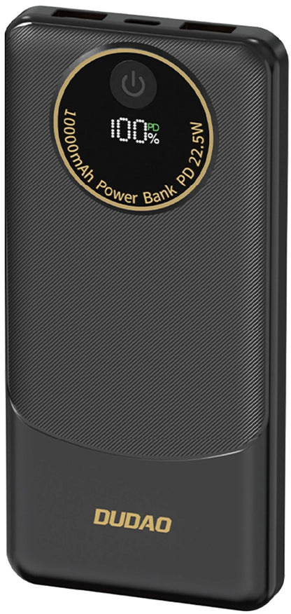 Baterie Externa Dudao K12, 10000mAh, 22.5W, QC + PD, 1 x USB-C - 2 x USB-A, Neagra