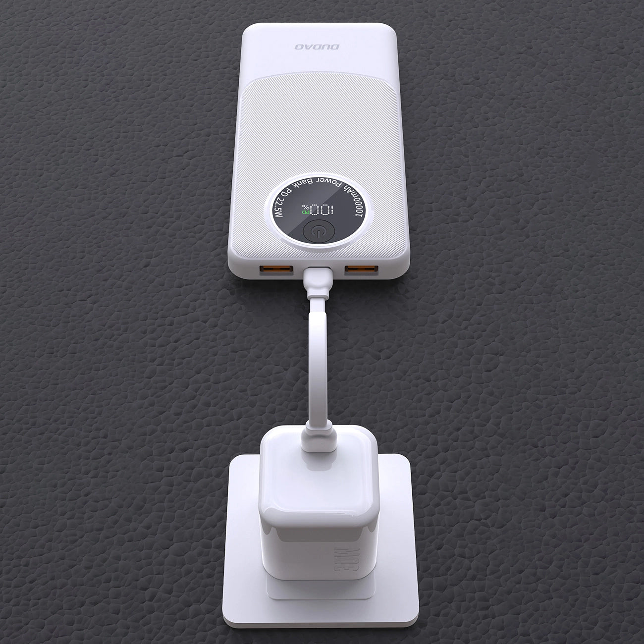 Baterie Externa Dudao K12, 10000mAh, 22.5W, QC + PD, 1 x USB-C - 2 x USB-A, Alba