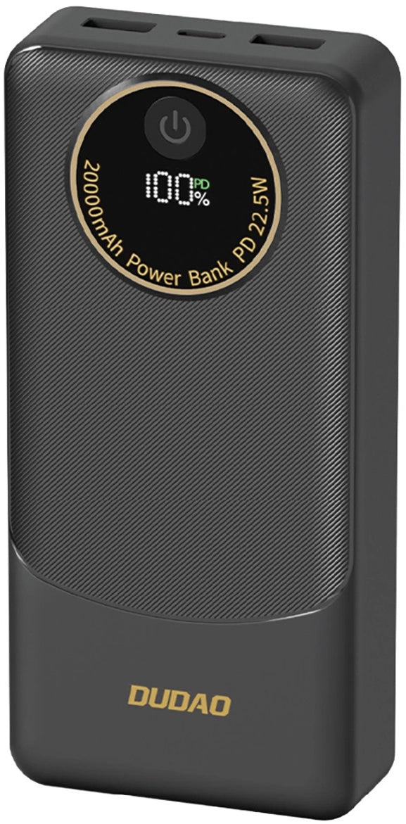 Baterie Externa Dudao K12Pro, 20000mAh, 22.5W, QC + PD, 1 x USB-C - 2 x USB-A, Neagra