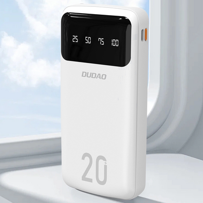 Baterie Externa Dudao K6Pro+, 20000mAh, 10W, 1 x Lightning - 1 x microUSB - 1 x USB-A - 1 x USB-C, Alba