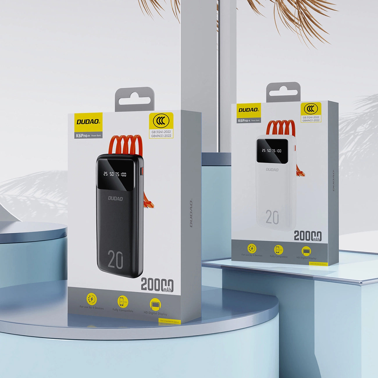 Baterie Externa Dudao K6Pro+, 20000mAh, 10W, 1 x Lightning - 1 x microUSB - 1 x USB-A - 1 x USB-C, Neagra