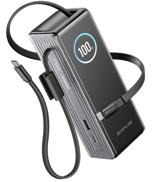 Baterie Externa EcoFlow Rapid, 25000mAh, 170W, QC + PD, 1 x USB-A - 3 x USB-C, Gri