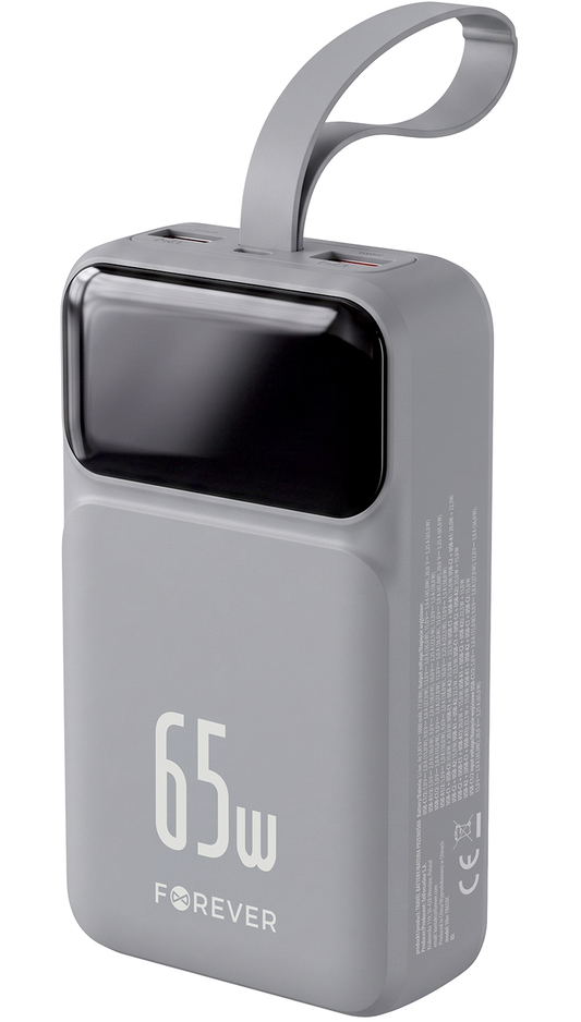 Baterie Externa Forever Vibe-TB65, 20000mAh, 65W, QC + PD, 2 x USB-A - 2 x USB-C, Gri
