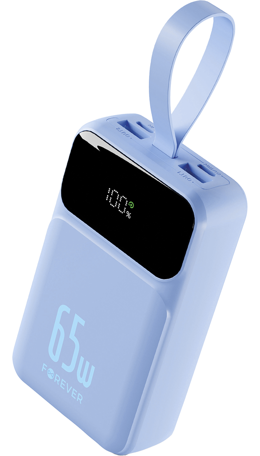 Baterie Externa Forever Vibe-TB65, 20000mAh, 65W, QC + PD, 2 x USB-A - 2 x USB-C, Albastra