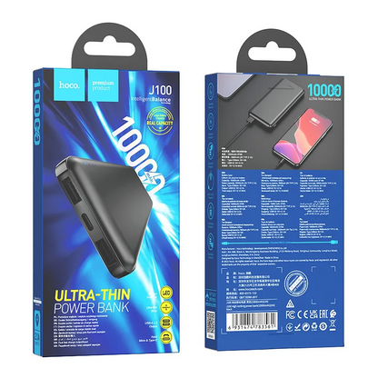 Baterie Externa HOCO J100, 10000mAh, 10W, 2 x USB-A, Neagra
