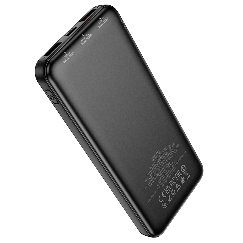Baterie Externa HOCO J136, 10000mAh, 22.5W, QC + PD, 1 x USB-C - 2 x USB-A, Neagra