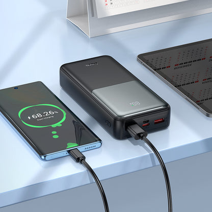 Baterie Externa HOCO J136A, 20000mAh, 22.5W, QC + PD, 1 x USB-C - 2 x USB-A, Neagra