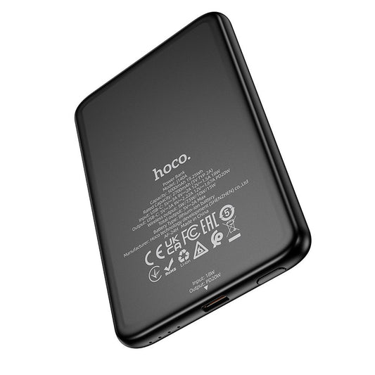 Baterie Externa HOCO Wireless J140A, 5000mAh, 20W, PD + QI, 1 x USB-C, Neagra