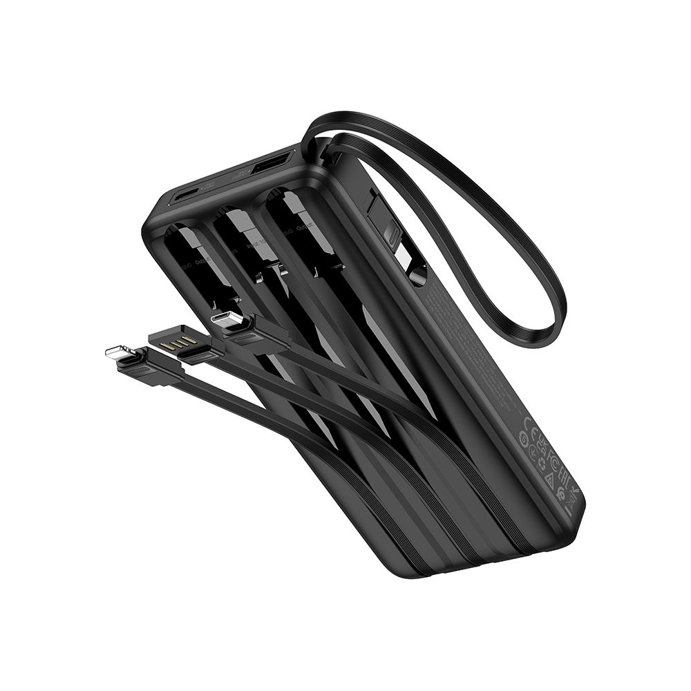Baterie Externa HOCO J146, 10000mAh, 10W, 1 x Lightning - 1 x microUSB - 1 x USB-A - 1 x USB-C, Neagra