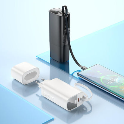 Baterie Externa HOCO J148 2in1, 5000mAh, 20W, PD, 2 x USB-C, Neagra
