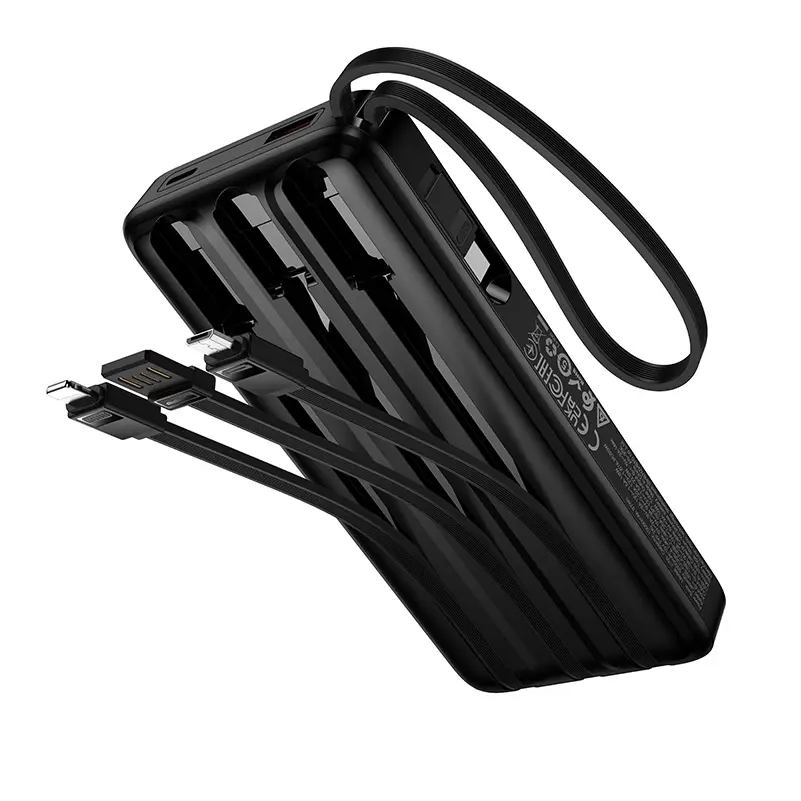 Baterie Externa HOCO J156 Founder, 10000mAh, 22.5W, QC + PD, 1 x Lightning - 1 x microUSB - 1 x USB-A - 2 x USB-C, Neagra