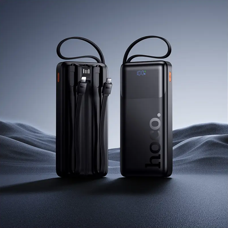 Baterie Externa HOCO J156 Founder, 10000mAh, 22.5W, QC + PD, 1 x Lightning - 1 x microUSB - 1 x USB-A - 2 x USB-C, Neagra