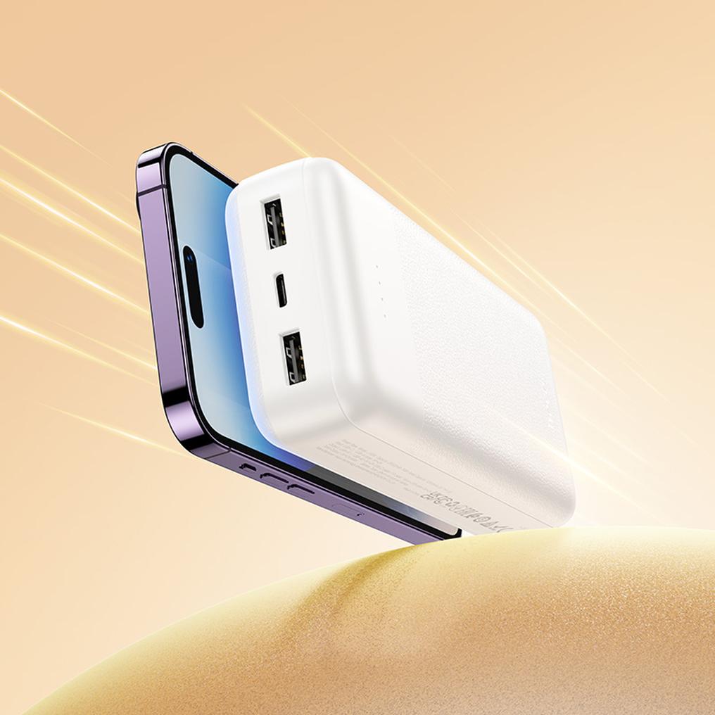 Baterie Externa HOCO J163A, 20000mAh, 10W, 1 x Lightning - 1 x microUSB - 1 x USB-C - 2 x USB-A, Alba